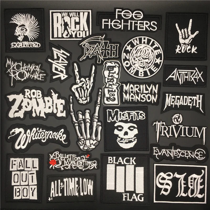 50pcs/lot DIY Rock Band Patches for Clothing Embroidered Punk Iron on  Badges for Jacket Jeans Stickers Appliques Stripes - AliExpress