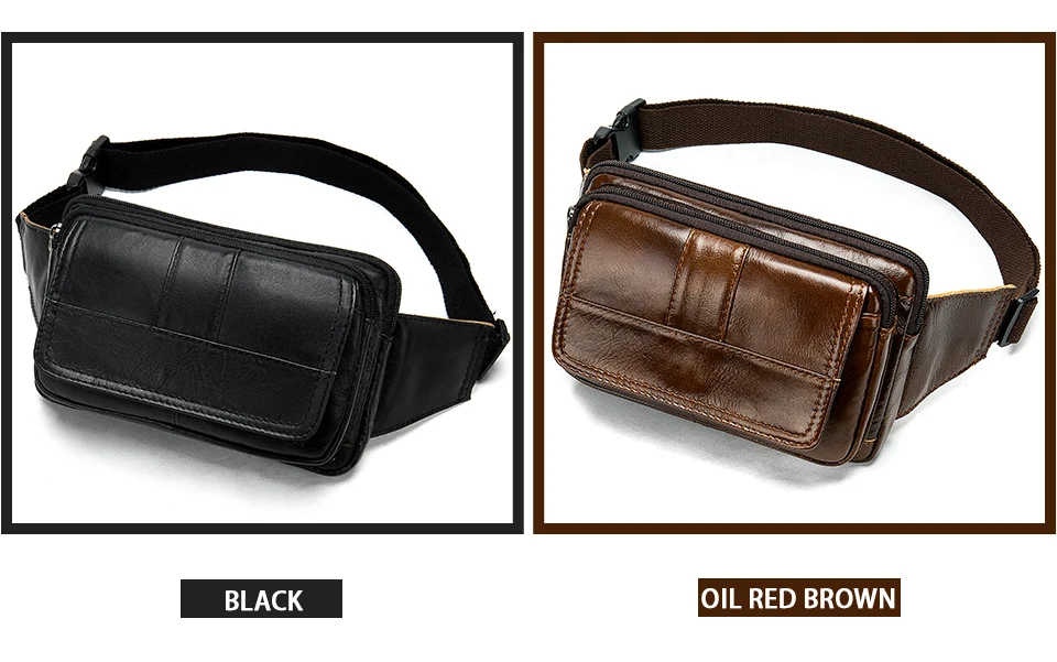 Waist Bag Leather Genuine Men Fanny Pack Money Belt Bag Phone Pouch Bags for Men Small Male Travel Waist Chest Pack 3