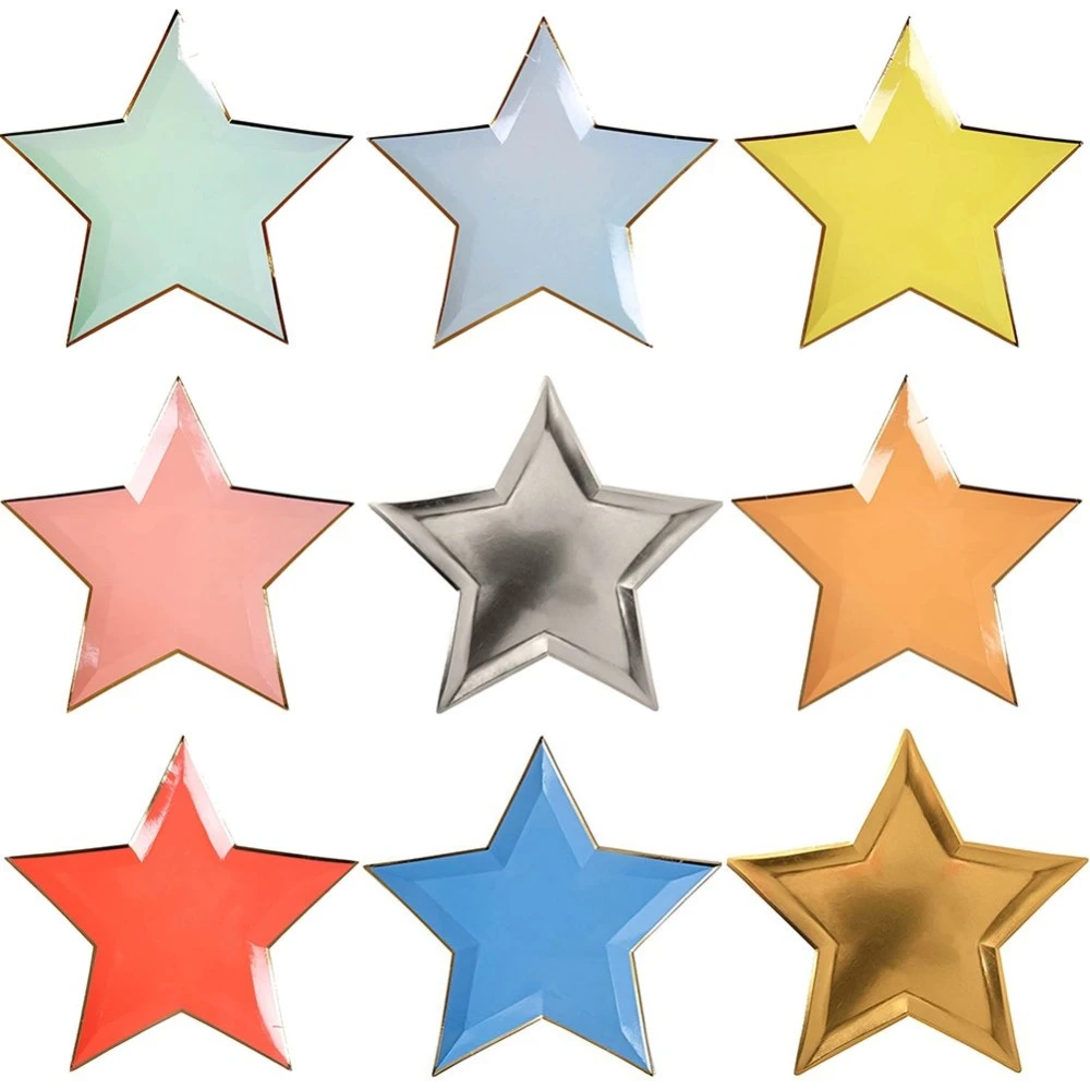 8pcs Star Silver Gold Foil Dessert Paper Plates New Year's Eve Party