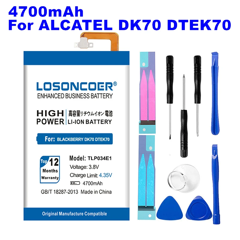 

TLP034E1 4700mAh BAT-63108-003 Battery for BlackBerry keyone / alcatel DK70 DTEK70 Built-in Li-ion bateria Li-Polymer Battery