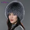 ENJOYFUR women winter fur hat genuine fox fur hats knitted silver fox fur caps female russian bomer caps ► Photo 1/6