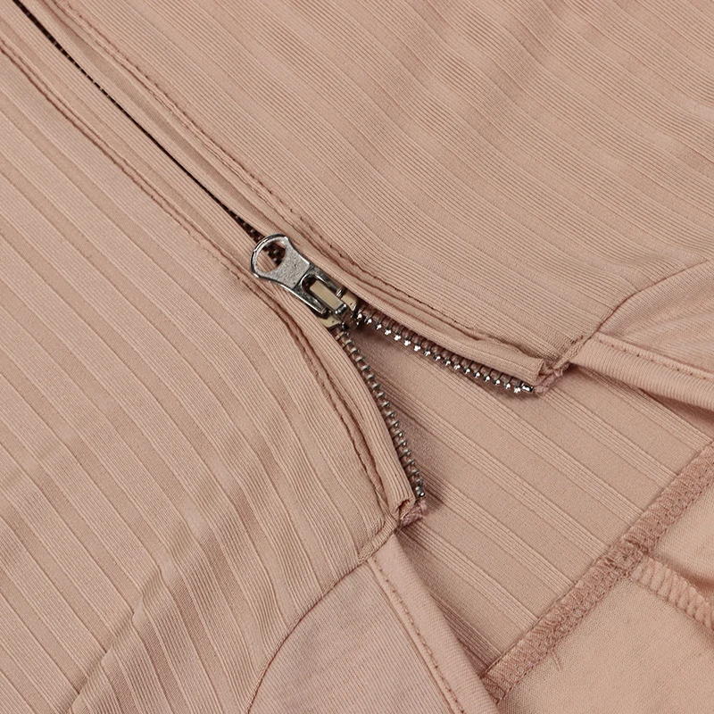 Simenual, ребристый модный Базовый комплект из двух предметов, женский осенний комплект на молнии с длинным рукавом, однотонный облегающий топ с капюшоном и штаны