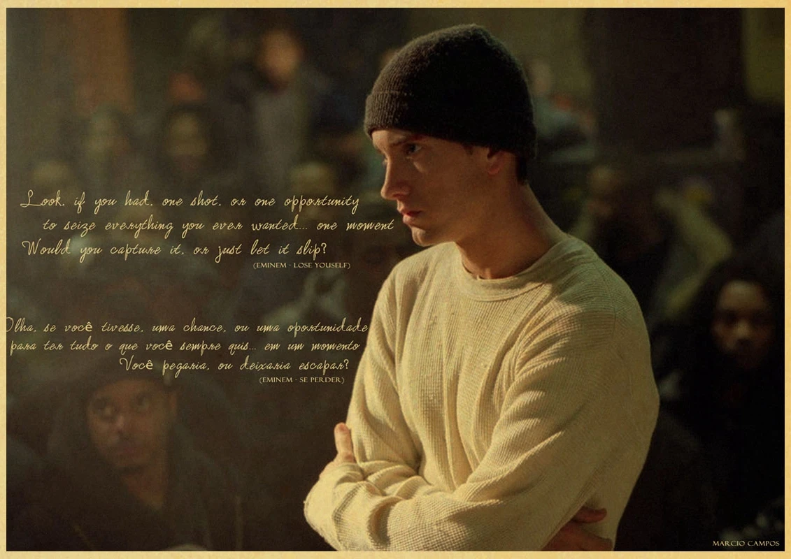 Винтажный постер Eminem The Slim Shady LP 8 Mile A rap singer Bar House Cafe Art Decoration Kraft music Poster Настенная