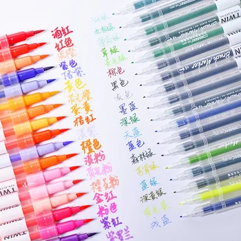 

36 Color/set Drawing Painting Watercolor Brush Pen Dual Tip FineLiner Water Color Art Marker Pens Stationery School Art Supplies