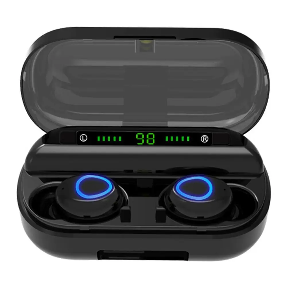 Черный V10 TWS Bluetooth наушники с микрофоном светодиодный дисплей беспроводные Bluetooth наушники водонепроницаемые с шумоподавлением - Цвет: Черный