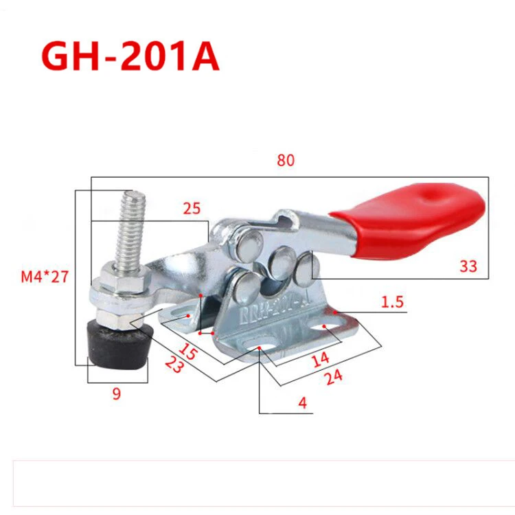 10PCS GH-201A GH-201B Quick Release Toggle Clamp 27KG 90KG Holding Horizontal Type Toggles Clamps For CNC-3D Machine Tools Set
