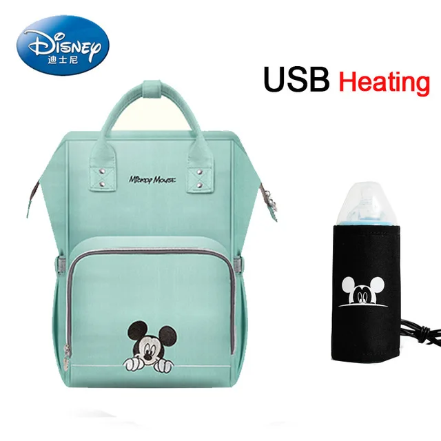 Disney Пеленки сумки для мамы USB бутылка изоляционная Сумка для беременных подгузник тепловой Микки Минни мумия рюкзак сумочка для ухода за ребенком - Цвет: 13