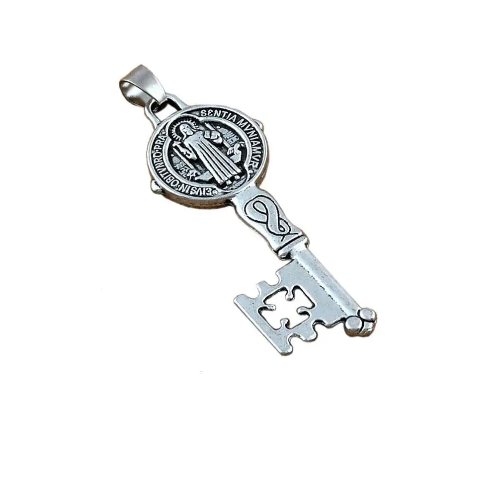 Камень изгнательный из цинкового сплава с крестом 20 шт./лот 19 5x58 мм|saint benedict|silver