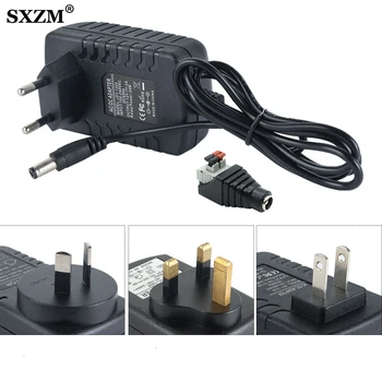 

24W EU US UK AU Plug Driver Adapter AC110V 220V to DC 12V 2A 5.5*2.1mm LED Power Supply with 1pcs Female Connector For LED Strip