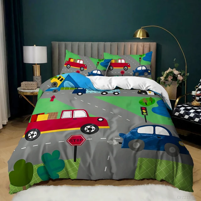 Jogo de cama de desenho animado para escavadeira veículos caminhão carro  jogo de cama para crianças