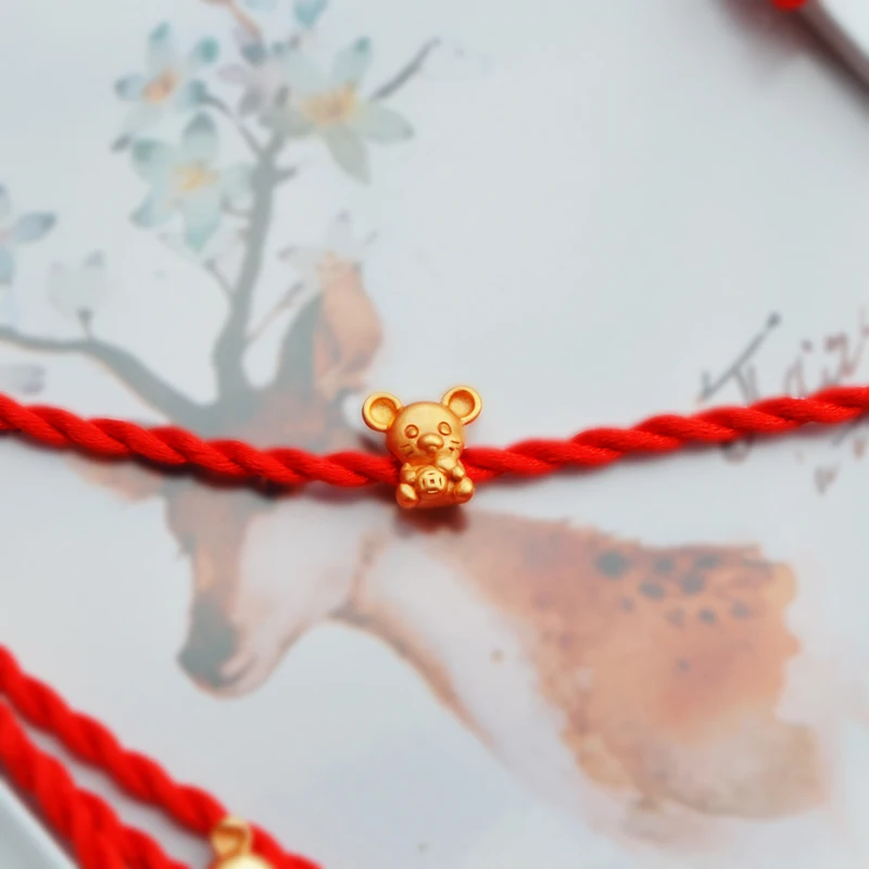 Китайский Зодиак браслет с подвеской в виде мыши для женщин модное ювелирное изделие Золотое животное красная веревка Благословение браслет леди девушка подарок на год KOFSAC