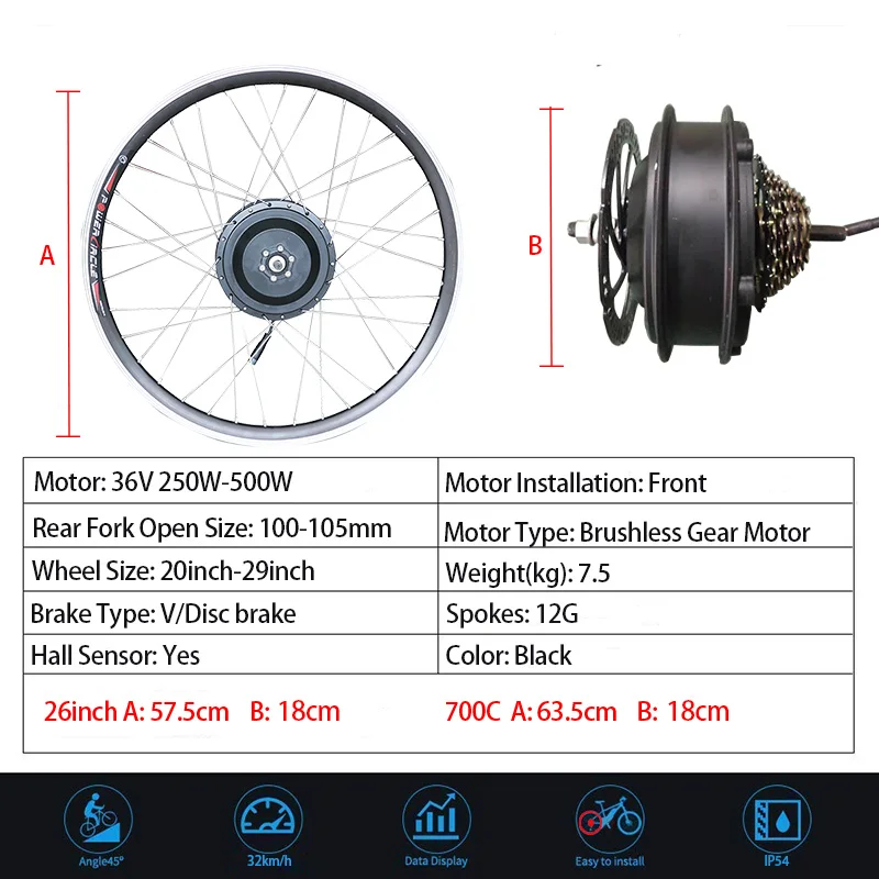 Беспошлинный зазор 36V 250 W-500 W комплект для переоборудования электрического велосипеда 10ah 2" 26" 700C Ступица колеса мотор светодиодный lcd Ebike Bicicleta Eletrica