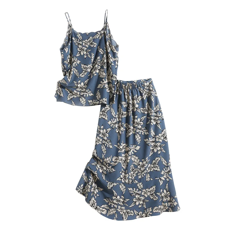 

A Generation of Younger Fashion Printed Camisole Flounced Skirt Two-Piece Set Entity