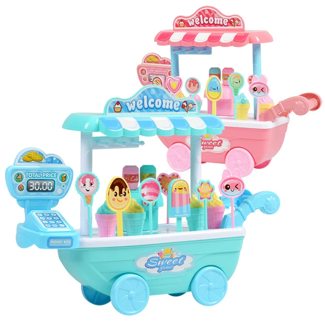 DIY Kids Toy Children Role Play Toys Educational Toy Mini Candy Cart Detachable IceCream Shop Toy Cash Register Chrismas Gift 2