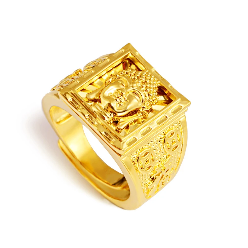 de oro 24K para hombre y mujer, joyería de budista, con forma de nudillos, Estilo Vintage, Original, 2021|Anillos| - AliExpress