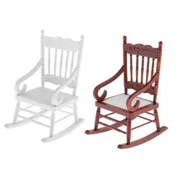 

1:6 Doll House Miniature Rocking Chair Model Baby Doll Room Decor Accessories