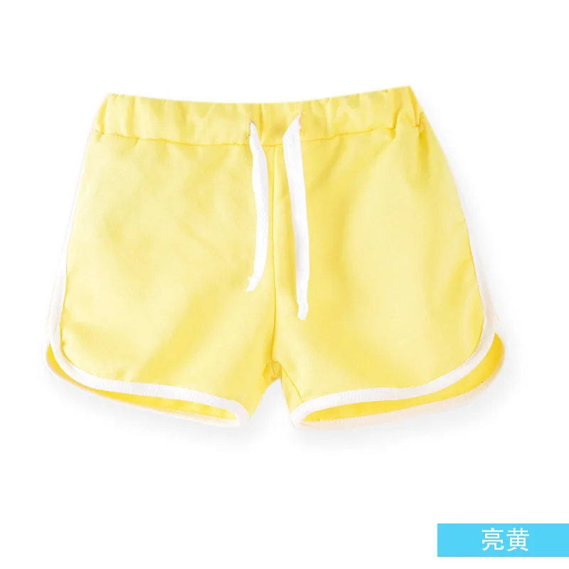 Yellow Короткие спортивные штаны для маленьких девочек хлопковые модные летние детские шорты ярких цветов для отдыха Пляжные штаны для мальчиков спортивные штаны одежда для малышей - Цвет: Yellow