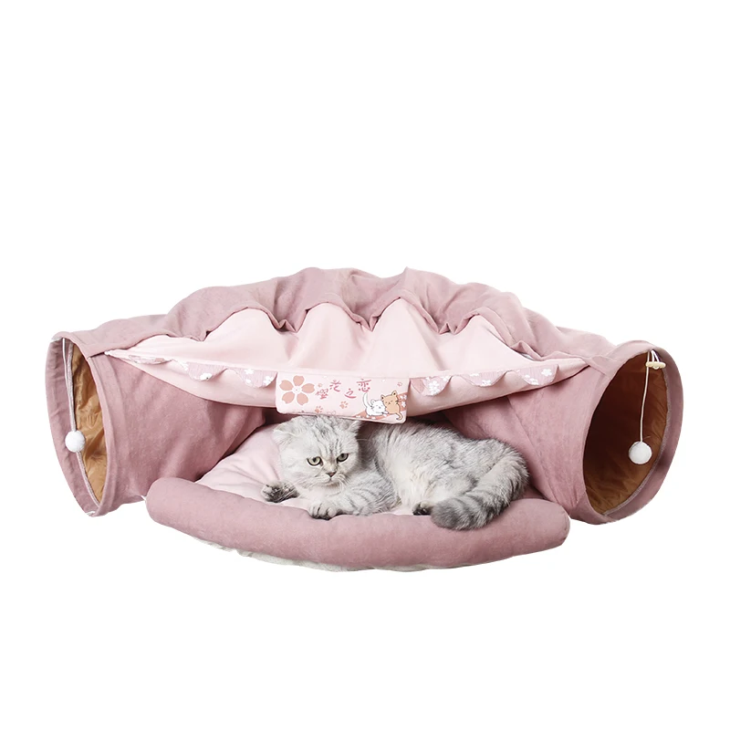 Складные съемные кошачьи туннельные трубки, интерактивные игрушки для домашних животных, звуковое бумажное кольцо, Колокольчик для кошек, хорьков, щенков
