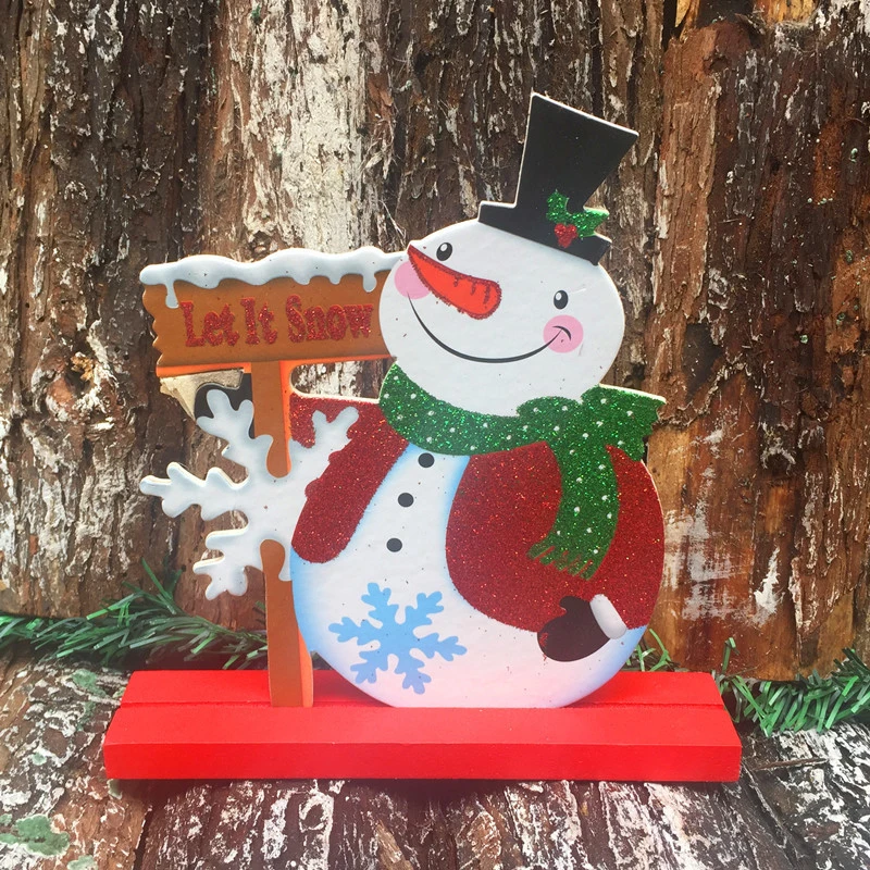 Новогоднее DIY деревянное Рождественское украшение для дома с оленем рождественские украшения детский подарок деревянные рождественские украшения - Цвет: Snowman