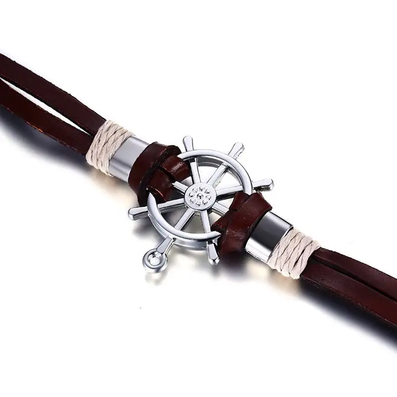 Мужской браслет, ретро стиль, ремешок на руку, браслет с шармом, золотой кожаный шнур, браслет, подарки для мужчин, Pulseras Mujer Moda