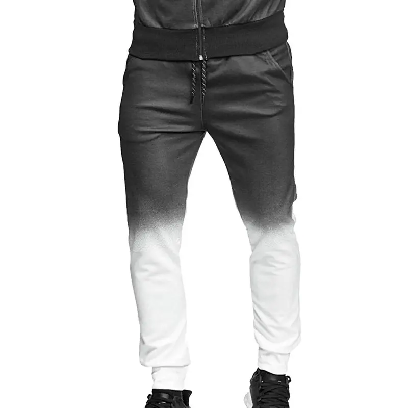 White Pants Мужская спортивная одежда, 3D принт, плиссированные толстовки на молнии с капюшоном, повседневный осенний полосатый пиджак со складками+ брюки, градиентные наборы - Цвет: White Pants