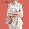 Floral Chiffon Blouse Women Summer Korean Ruffle Peplum Top Ladies 2020 Elegant Plus Size Office Shirt Female Camisas Femininas 1