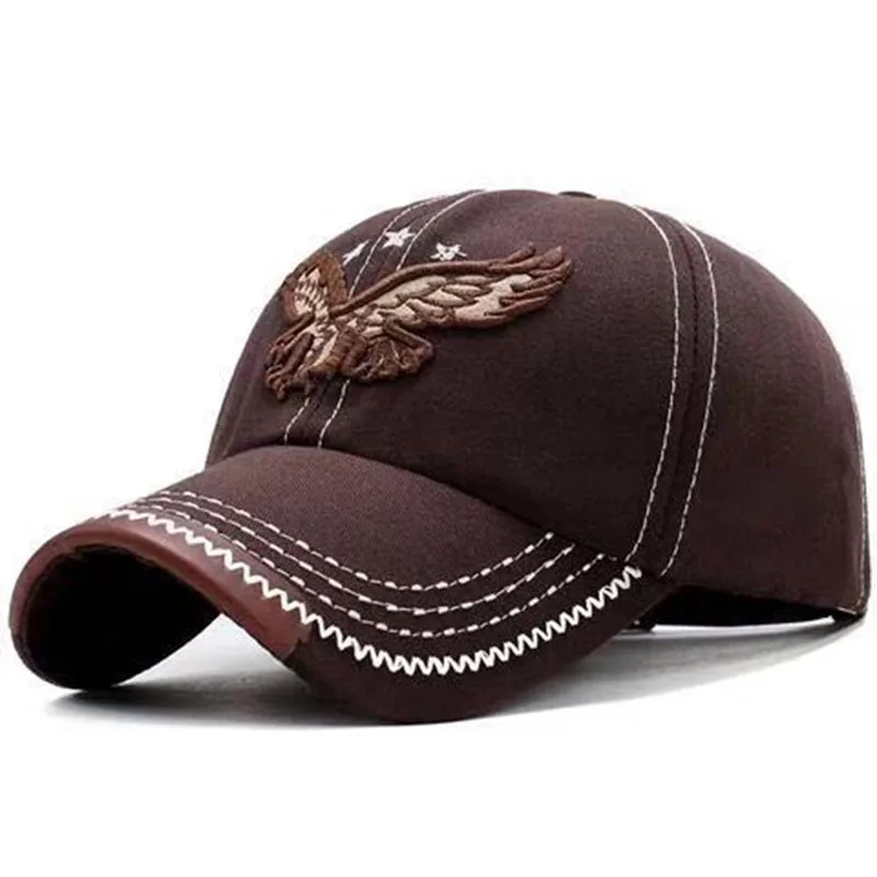 Baseball Cap Borduren snapback hoed voor spring mannen vrouwen Katoen Casual mesh caps hip hop Hoed unisex pet groothandel - Color: Brown