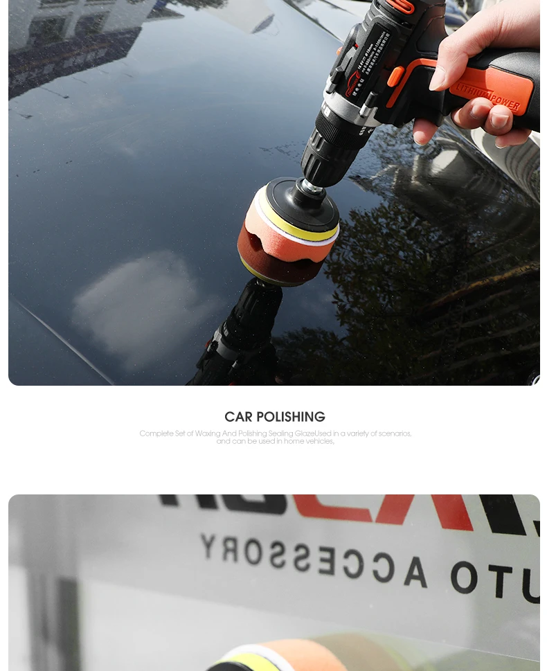3inch Car Polishing Disc 11Pcs/Set Self-Adhesive   Buffing Waxing Sponge Wool Wheel Polishing Pad For Car Polisher Drill Adapter