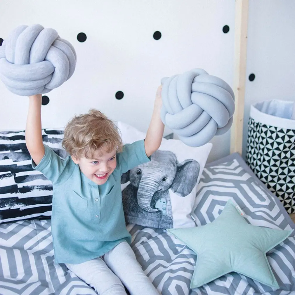 1 шт. детская кровать бампер мяч-клубок длинные вязаные вручную плетеные Плюшевые Детские защита для кроватки младенческий узел Подушка
