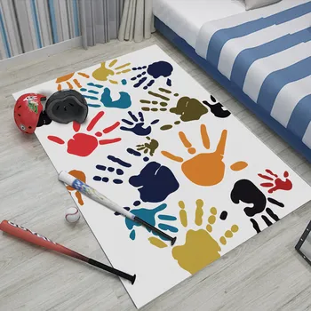 

Good Quality Interest Children Flannel Carpet Baby Multicolor Hand Print Carpet Baby Play Mat Rectangular Children's Carpet
