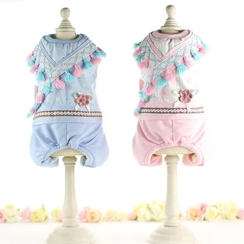 

Cute Ribbon Dog Jumpsuit Winter Warm Fleece Small Dog Cat Coat Jacket Chihuahua Shirt Hoodie Clothes For Pitbull
