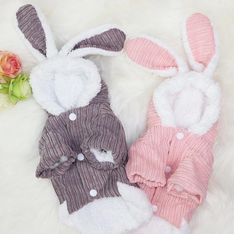 

Cute Rabbit Design Dog Hoodie Winter Pet Dog Clothes For Dogs Coat Jacket Cotton Ropa Perro French Bulldog Pug Pets Clothing