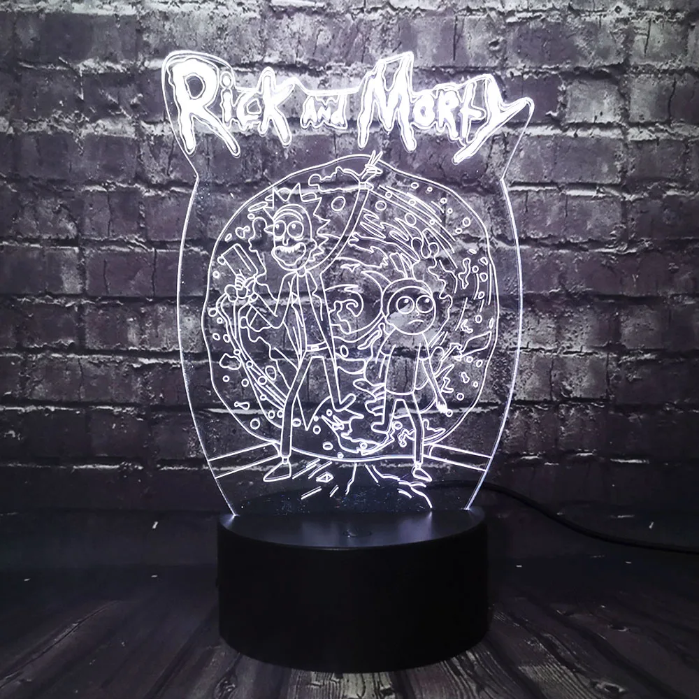 Америка комедии комиксов Рик и Морти Семья 3D Мультфильм светодиодный Сенсор сенсорный изменить Настольная лампа Ночной светильник подарок к празднику Прямая поставка