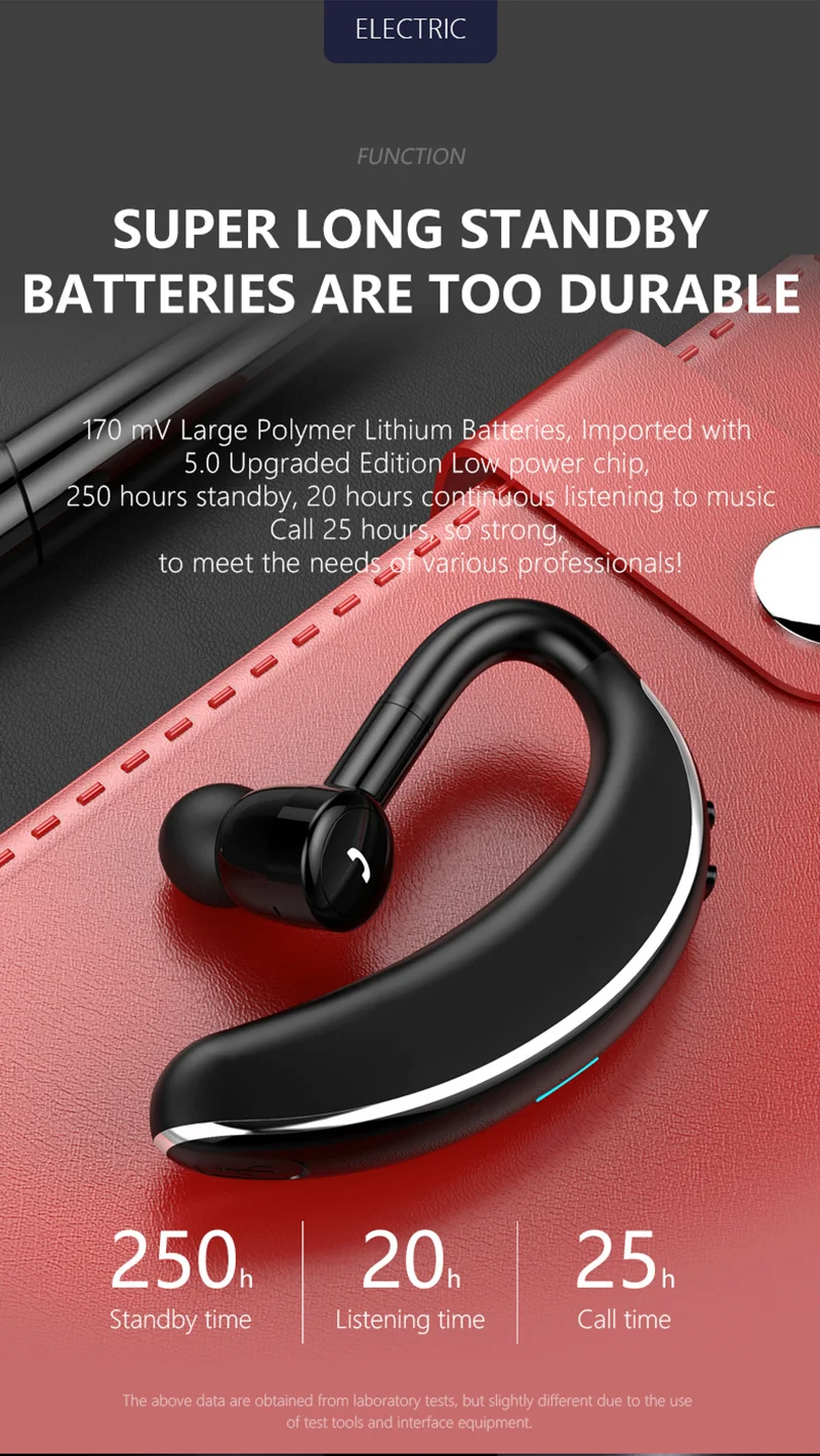 Беспроводные наушники V7 с Bluetooth 5,0, 20 часов воспроизведения, контроль шума, беспроводная bluetooth-гарнитура для бизнеса