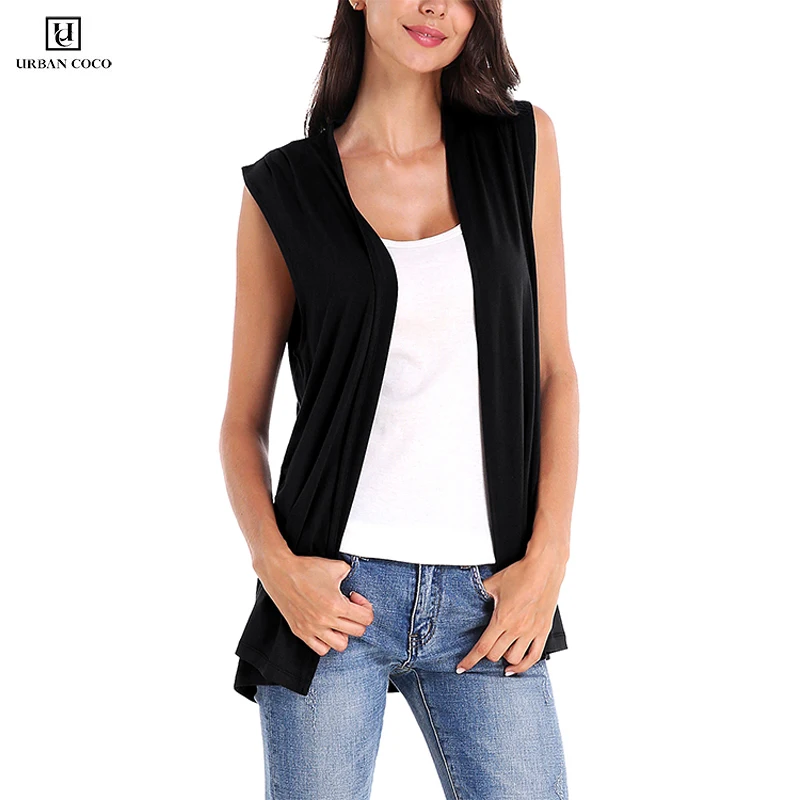 

Urban CoCo Women's Solid Color Sleeveless Open Front Cardigan Vest Coat