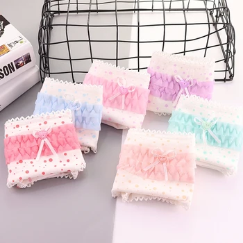 

1 PCS 13 Styles Cute Women Dot Lace Bow Cotton Underwear Panties Briefs For Girls