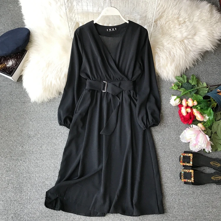 Новинка 2019 модная женская одежда женское платье с V образным вырезом для