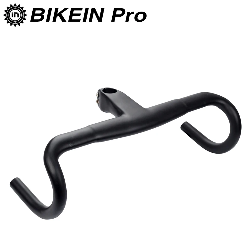 

BIKEIN Lite Ultralight T700 UD Carbon Integrated Road Drop Bar Cycling Bike Handlebar With Stem Matte Black Bicycle Parts 337g