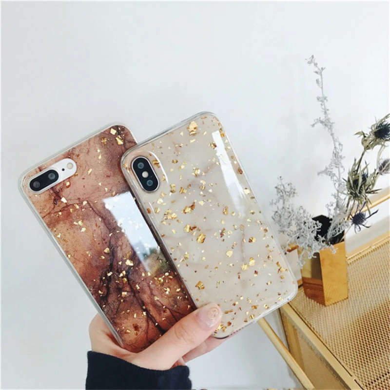 Темперамент мраморный золотой фольги чехол для мобильного телефона iphone