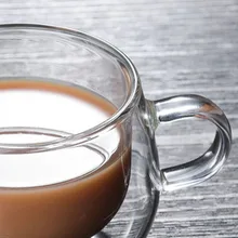 Двухслойная прозрачная термостойкая стеклянная кофейная чашка с ручкой SP99