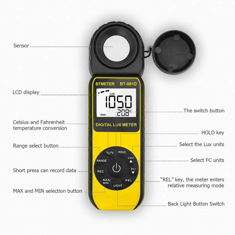BTMETER цифровая освещенность светильник метр люкс измеритель измерения 0 01 ~ 400000