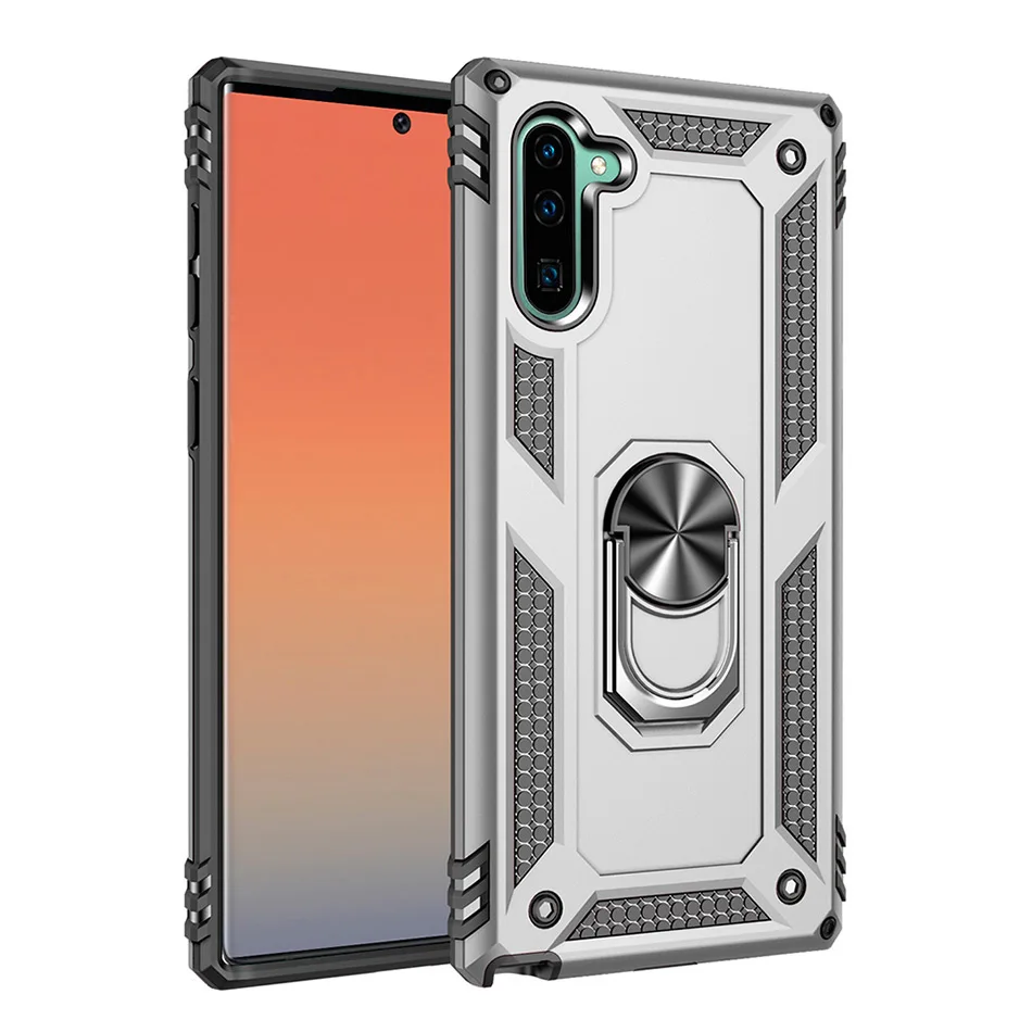 Противоударный чехол-Броня чехол для телефона для samsung Galaxy S8 S9 S10 плюс S10e плюс Чехол Note 8, 9, 10, A30 A50 A70 подставка с магнитным кольцом крышка - Цвет: Silver