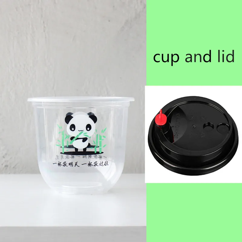cup and lid4 50 шт одноразовые кофейные чашки в форме U для дня рождения, для вечеринки, для мороженого, молока, чая, сока, пластиковые стаканчики, упаковка на вынос с крышкой - Цвет: cup and lid4