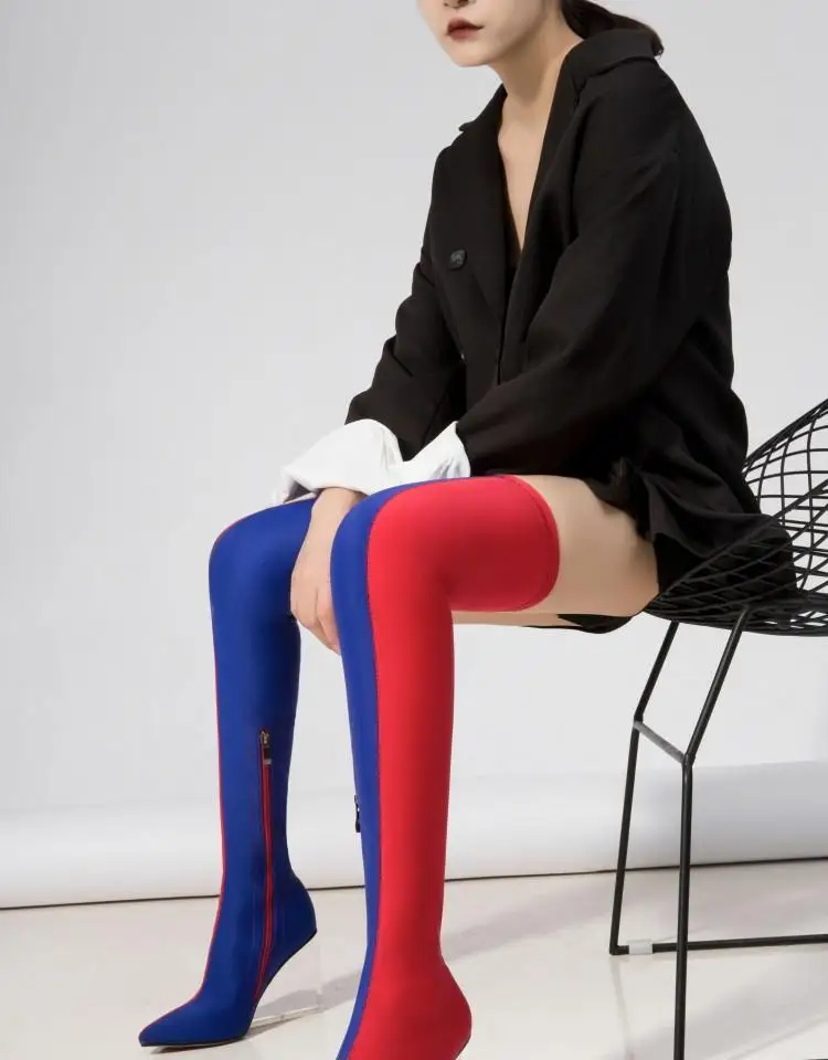 Женские эластичные сапоги до бедра; Bota Feminina; осенние сапоги на высоком каблуке; Botas Mujer; женские Сапоги выше колена; Botines Mujer; ; большие размеры