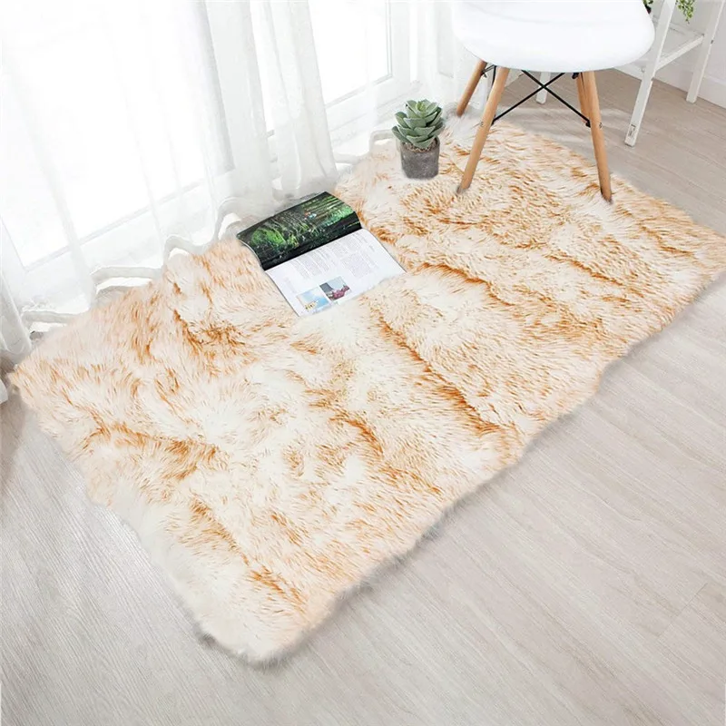 Small Rugs Living Room/Bedroom Rectangular Artificial Wool Rugs Non Slip Shaggy Carpet Mats 60cm*120cm 13Color#70