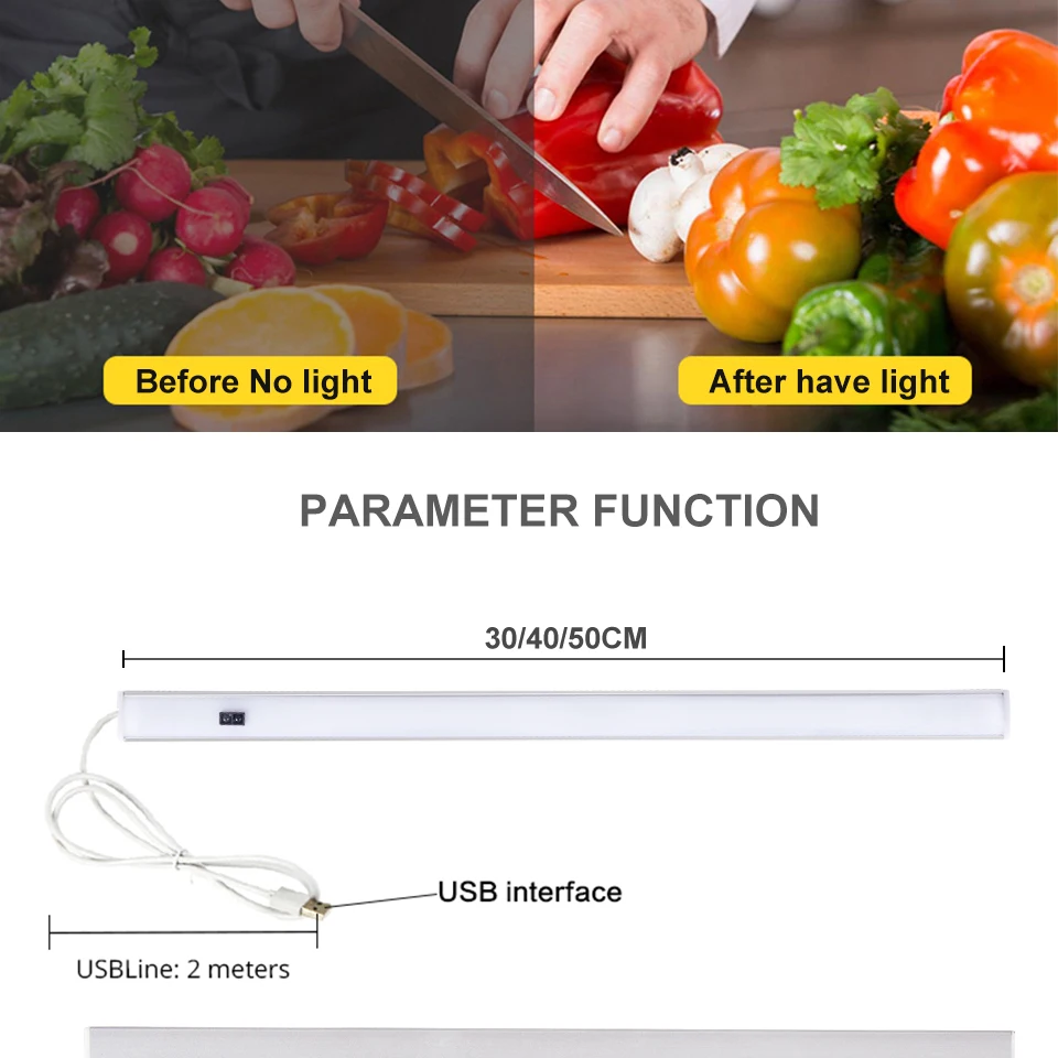 30cm 5V USB Powered Smart LED Kitchen Light Hand Sweep Sensor Lamp High Brightness Backlight for Cabinet Wardrobes Drawer (4)
