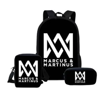 

Marcus and Martinus School Bags for Girls Boys Hip Hop Fans Fashion Backpack Teenager Personalized Book Bag Set 3 Pcs