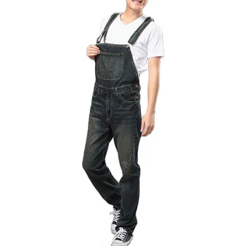 

Mcikkny Men's Fashion Denim Bib Overalls Multi Pockets Loose Style Jeans Jumpsuit For Male Washed Plus Size S-4XL