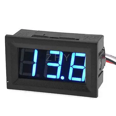 

V27D Blue LED 3-Digit DC Voltmeter Meter Module 0-100V w 19.5cm Cables