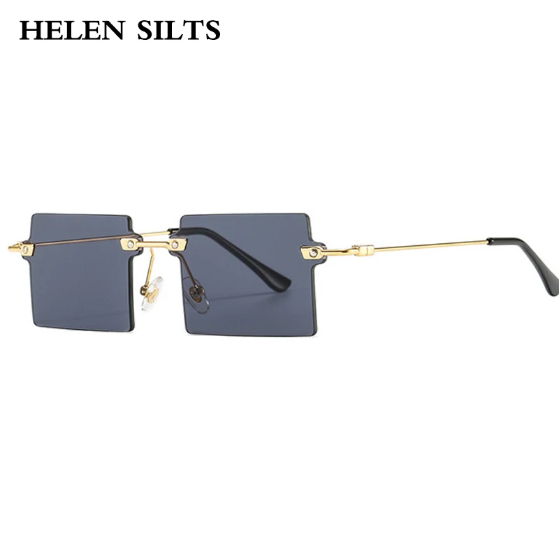 

Trendy Small Rectangle Rimless Sunglasses Women Men New Square Fashion Metal Sun Glasses Female Retro Shades UV400 Eyewear H84